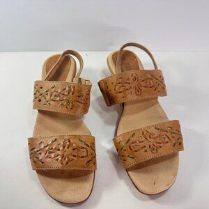 Pikolinos Tan Leather Slip On Sling Back Sandals Low Heel sz 40
